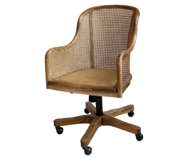 Antik dřevěná židle s výpletem a opěrkami na kolečkách Old French chair - 62*62*92 cm Chic Antique