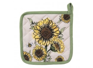 Béžová bavlněná chňapka - podložka se slunečnicemi Sunny Sunflowers - 20*20cm