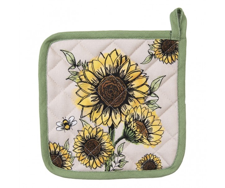 Béžová bavlněná chňapka - podložka se slunečnicemi Sunny Sunflowers - 20*20cm Clayre & Eef