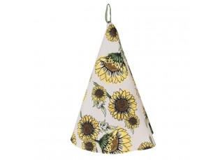 Béžová kulatá bavlněná utěrka se slunečnicemi Sunny Sunflowers - Ø 80 cm