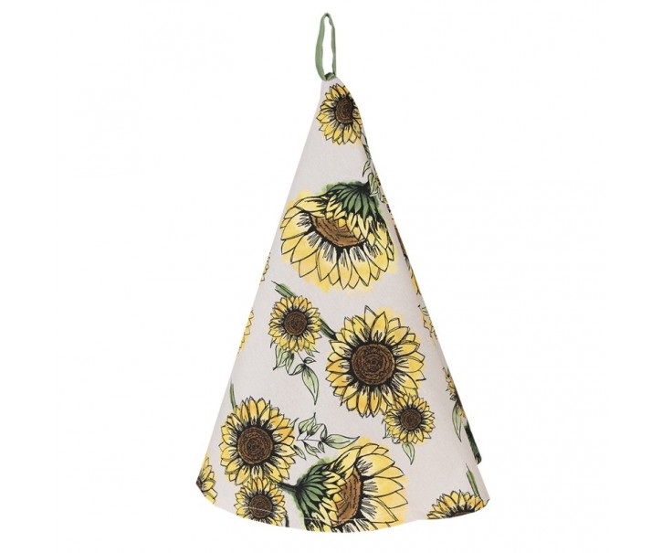 Béžová kulatá bavlněná utěrka se slunečnicemi Sunny Sunflowers - Ø 80 cm Clayre & Eef