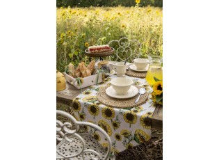 Béžový bavlněný běhoun se slunečnicemi Sunny Sunflowers - 50*160 cm