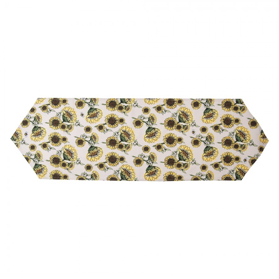 Béžový bavlněný běhoun se slunečnicemi Sunny Sunflowers - 50*160 cm Clayre & Eef Béžový bavlněný běhoun se slunečnicemi Sunny Sunflowers - 50*160 cm Clayre & Eef