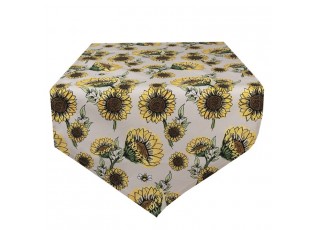 Béžový bavlněný běhoun se slunečnicemi Sunny Sunflowers - 50*160 cm