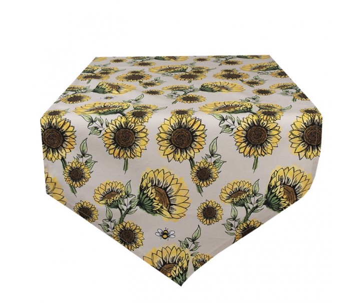 Béžový bavlněný běhoun se slunečnicemi Sunny Sunflowers - 50*160 cm Clayre & Eef