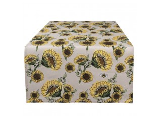 Béžový bavlněný běhoun se slunečnicemi Sunny Sunflowers - 50*140 cm