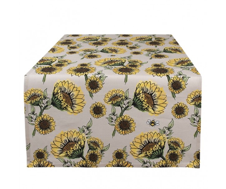 Béžový bavlněný běhoun se slunečnicemi Sunny Sunflowers - 50*140 cm Clayre & Eef