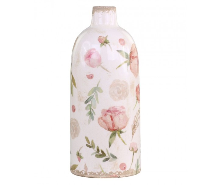 Keramická dekorační váza s květy Floral Étel - Ø 11*26cm Chic Antique