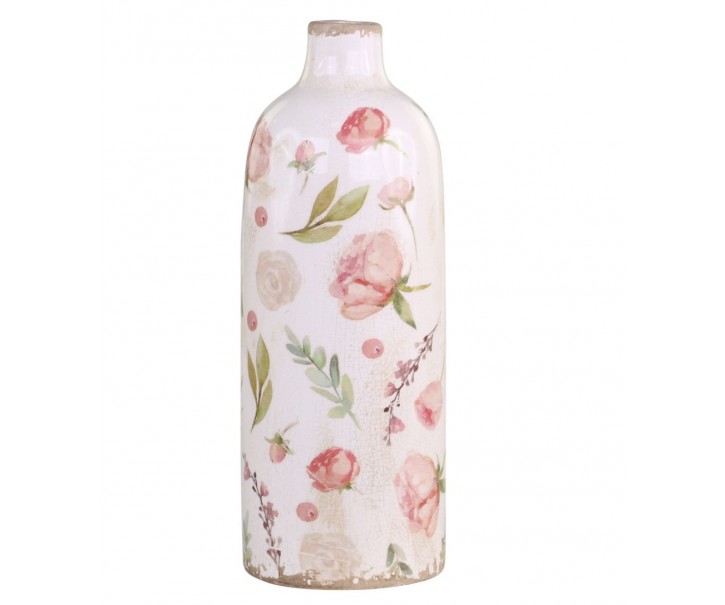 Keramická dekorační váza s květy Floral Étel - Ø 11*31cm Chic Antique