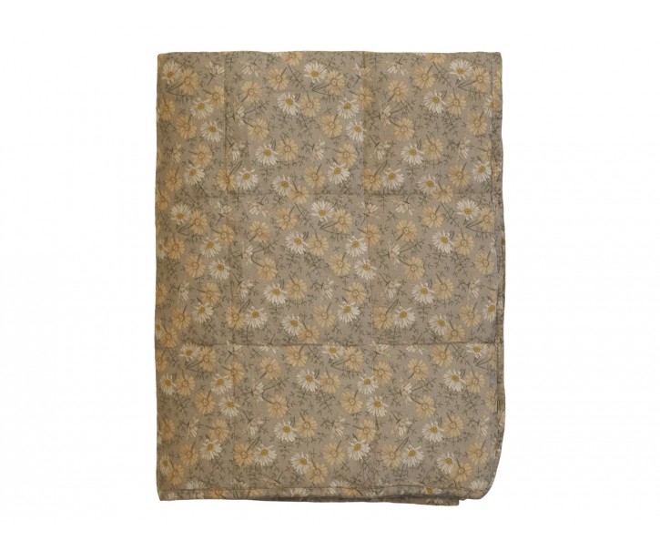 Latté bavlněný přehoz s květinovým motivem Quilt Flower - 130*180 cm Chic Antique