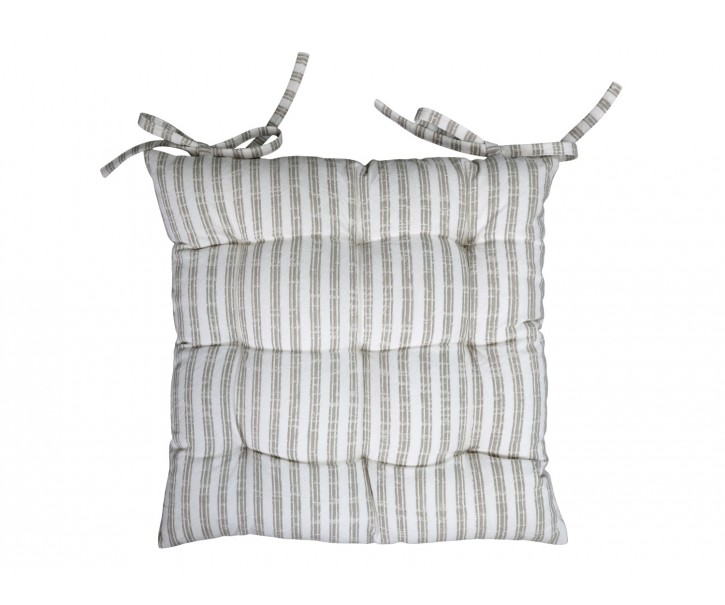 Taupe pruhovaný podsedák s výplní Nimes Seat - 40*40 cm Chic Antique