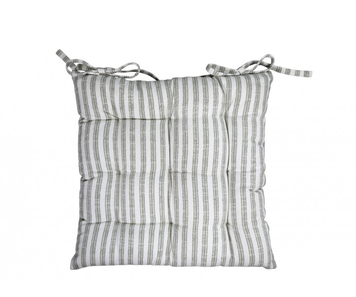Zeleně pruhovaný podsedák s výplní Nimes Seat - 40*40 cm Chic Antique