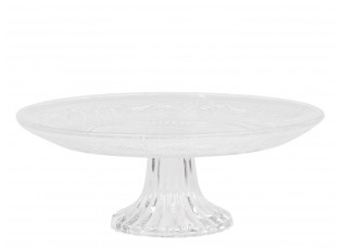 Skleněný podnos na noze se zdobením Glass Pattern - Ø 20*7,5 cm
