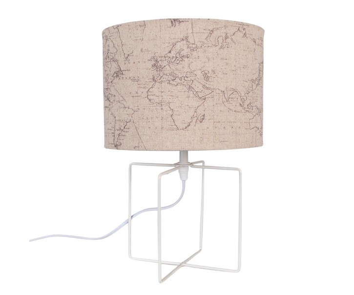 Bílá stolní lampa s béžovým stínidlem - Ø 22*34 cm E27/max 1*60W Clayre & Eef