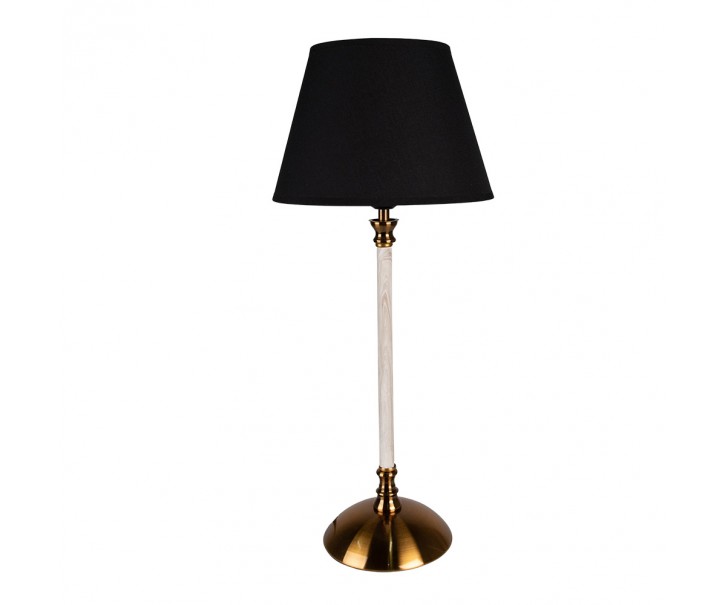 Stolní lampa s bílo-zlatou základnou a černým stínidlem Vileo - Ø 22*53 cm E27/max 1*60W Clayre & Eef