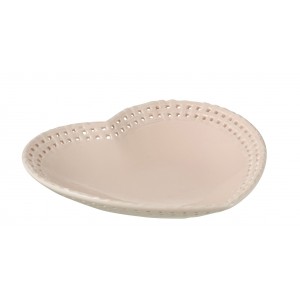 Růžový keramický talíř / miska ve tvaru srdce Hella Pastel Pink - 22*22*4 cm
