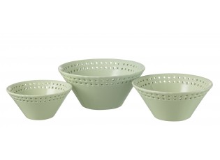 3ks zelená keramická miska Hella Pastel Green - Ø14*6 / Ø17*7 / Ø19*9 cm