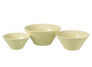 3ks žlutá keramická miska Hella Yellow - Ø14*6 / Ø17*7 / Ø19*9 cm