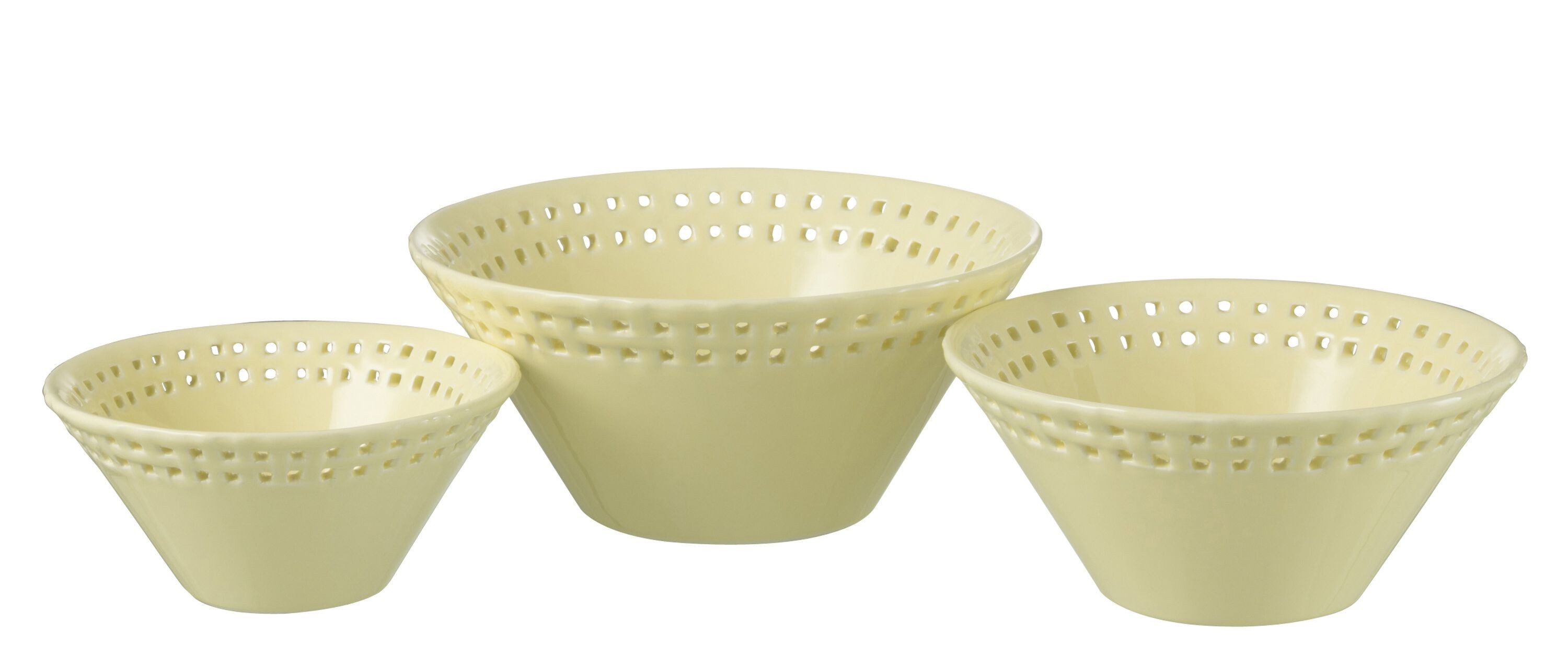 3ks žlutá keramická miska Hella Yellow - Ø14*6 / Ø17*7 / Ø19*9 cm