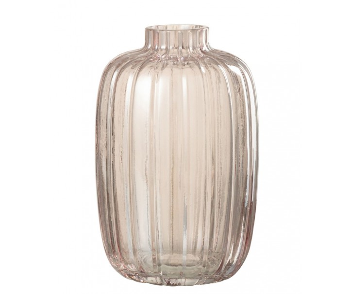 Růžová skleněná váza s úzkým hrdlem Junna S - Ø 13*20 cm J-Line by Jolipa