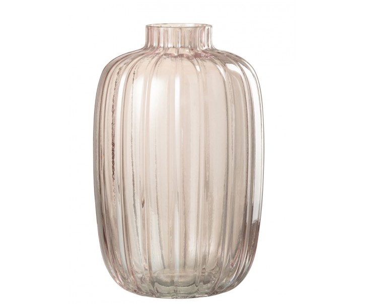 Růžová skleněná váza s úzkým hrdlem Junna M - Ø 16*25 cm J-Line by Jolipa