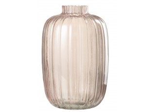 Růžová skleněná váza s úzkým hrdlem Junna L - Ø 20*30 cm