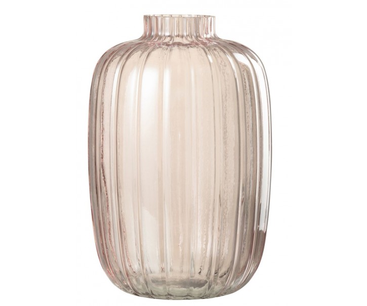 Růžová skleněná váza s úzkým hrdlem Junna L - Ø 20*30 cm J-Line by Jolipa