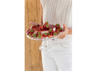 Transparentní skleněný podnos na dort Cake Tray - Ø 27*14cm