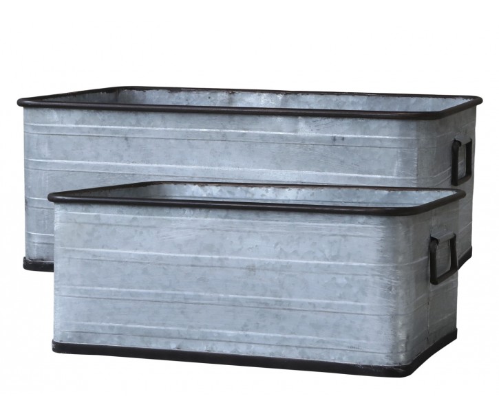 2ks dekorační plechové zinkové antik obaly na květináče - 58*36*24 cm Chic Antique