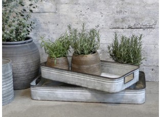 2ks dekorační plechové zinkové antik boxy podnosy - 63*34*9cm