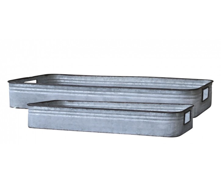2ks dekorační plechové zinkové antik boxy podnosy - 63*34*9cm Chic Antique