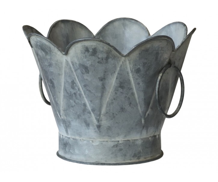 Dekorační plechový antik květináč Arches - Ø 20*14cm Chic Antique