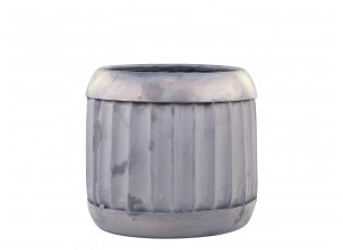 Dekorační plechový antik obal na květináč Grooves S - Ø 14*12cm