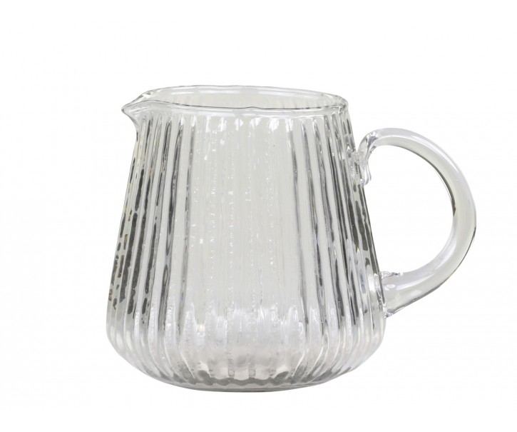 Skleněný transparentní džbánek s vroubky Jug Groove - 14*12cm Chic Antique