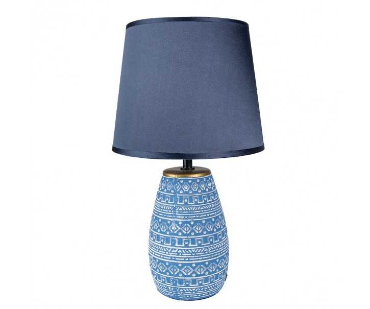 Modrá stolní lampa s keramickou základnou Etnie - Ø 20*35 cm E27/max 1*60W Clayre & Eef