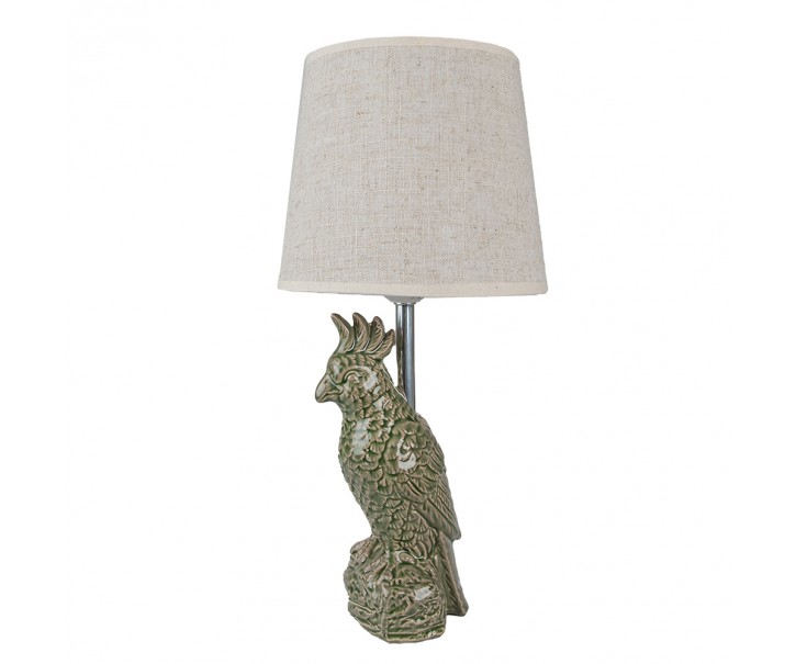 Stolní lampa s papouškem a béžovým stínidlem Parrot - Ø 18*38 cm E27/max 1*60W Clayre & Eef