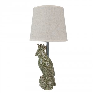 Stolní lampa s papouškem a béžovým stínidlem Parrot - Ø 18*38 cm E27/max 1*60W