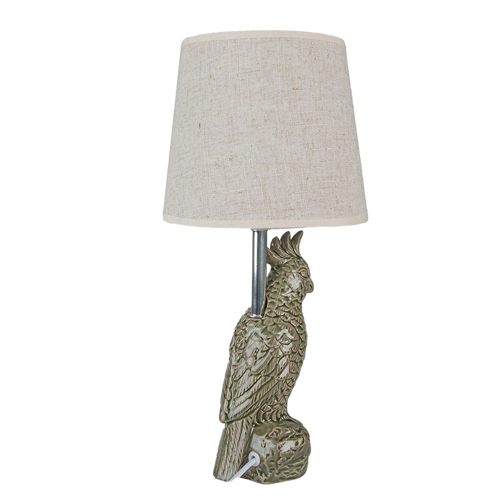 Stolní lampa s papouškem a béžovým stínidlem Parrot - Ø 18*38 cm E27/max 1*60W Clayre & Eef Stolní lampa s papouškem a béžovým stínidlem Parrot - Ø 18*38 cm E27/max 1*60W Clayre & Eef