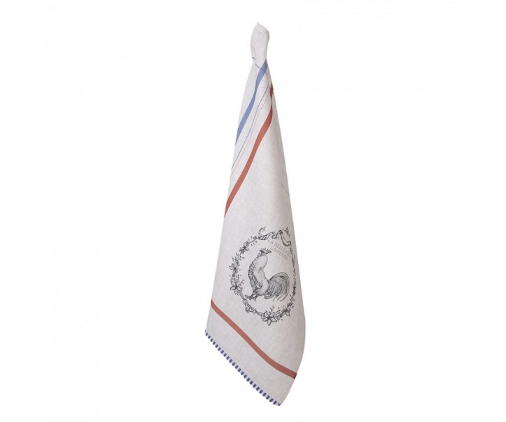 Béžová bavlněná utěrka s kohoutem Devine French Roster - 50*70 cm Clayre & Eef
