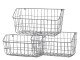 3ks zinkový antik nástěnný drátěný košík Fil de fer Basket - 40*19*20/ 35*17*19/ 30*14*15cm Chic Antique