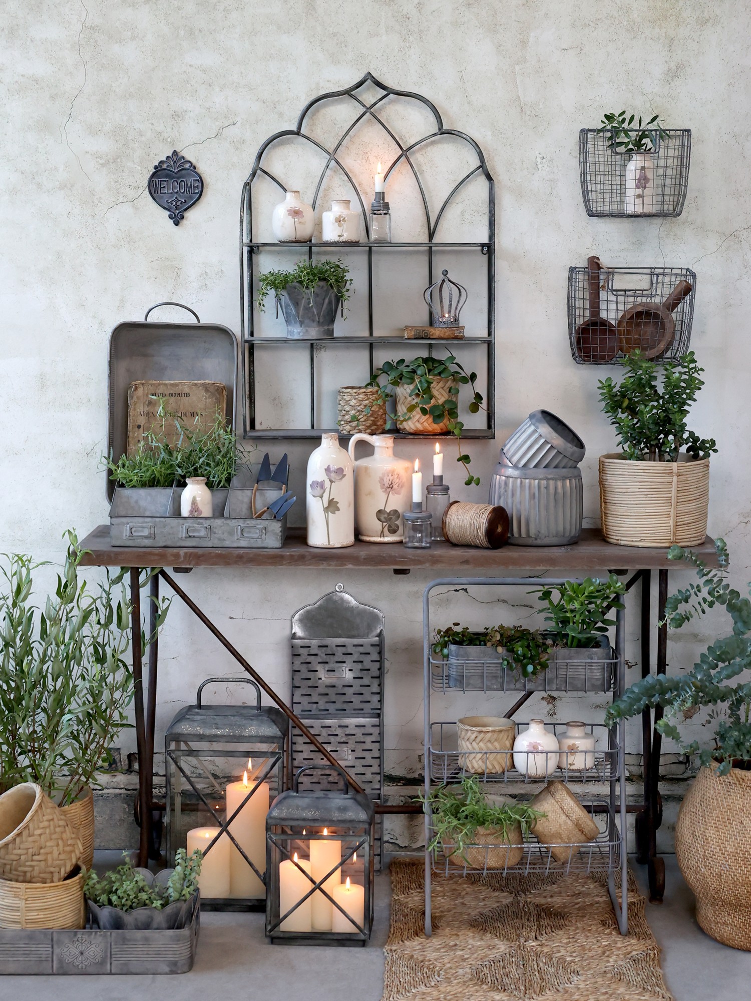 Zinkový antik drátěný košík Fil de fer Basket L - 29*13*22cm Chic Antique Zinkový antik drátěný košík Fil de fer Basket L - 29*13*22cm Chic Antique