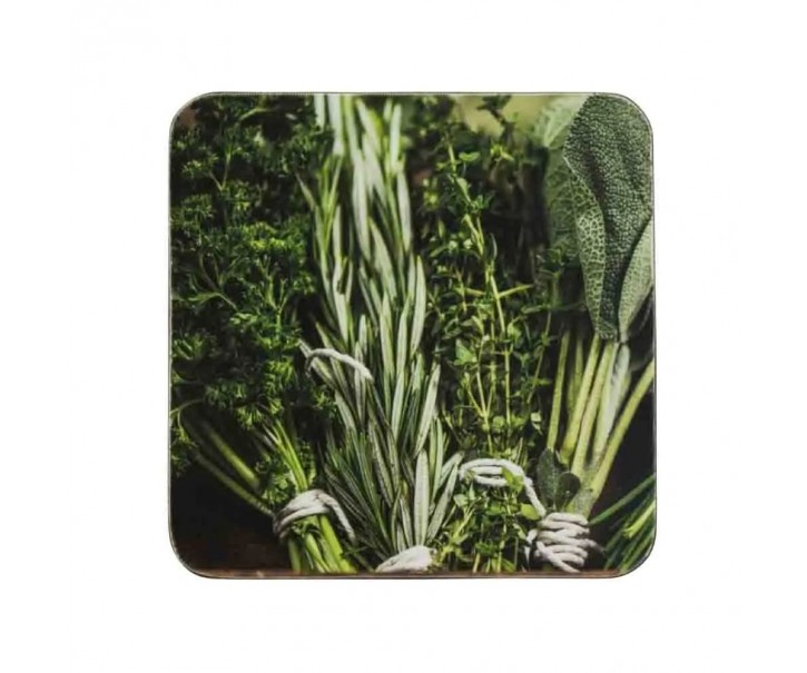 6ks pevné korkové podtácky bylinky Herbs - 10*10*0,4cm Mars & More 