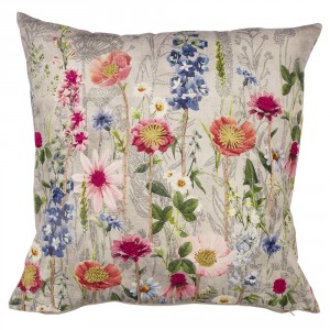 Béžový polštář rozkvetlá louka Flowers Poppy s výšivkou - 60*60*15cm