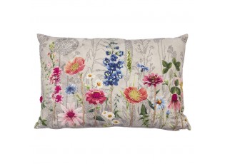 Béžový polštář rozkvetlá louka Flowers Poppy s výšivkou - 40*60*15cm