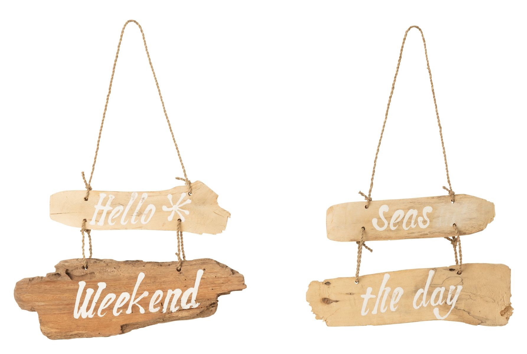 2ks závěsná dřevěná cedule Hello Weekend, Seas the Day - 30*5*20 cm J-Line by Jolipa 2ks závěsná dřevěná cedule Hello Weekend, Seas the Day - 30*5*20 cm J-Line by Jolipa
