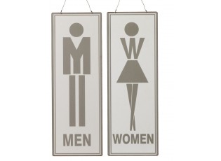 2ks závěsná kovová cedule Men Women, Femmes Hommes - 16*46 cm