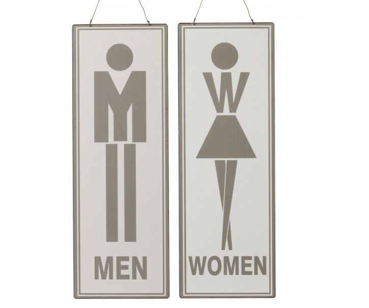 2ks závěsná kovová cedule Men Women, Femmes Hommes - 16*46 cm J-Line by Jolipa