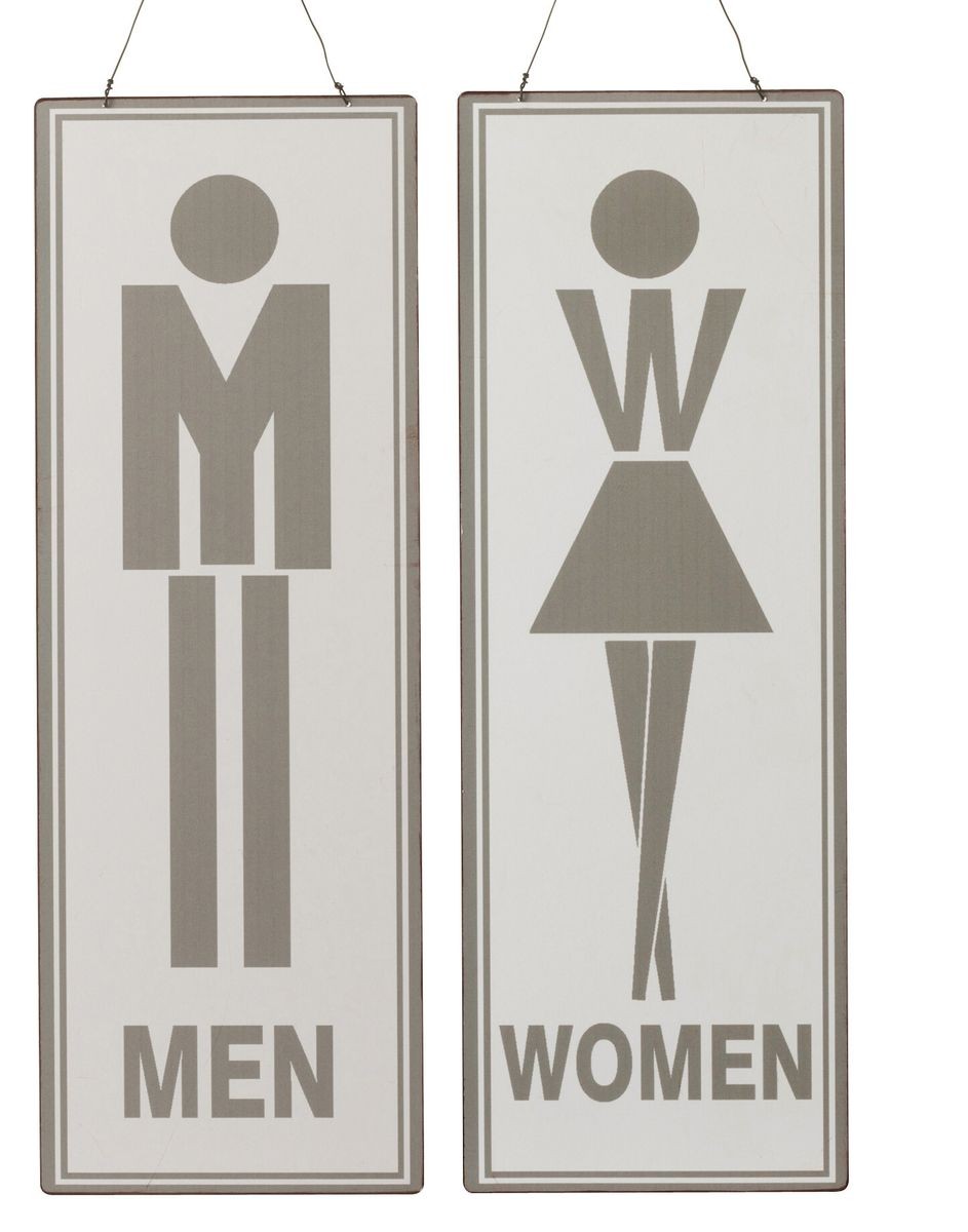 2ks závěsná kovová cedule Men Women, Femmes Hommes - 16*46 cm
