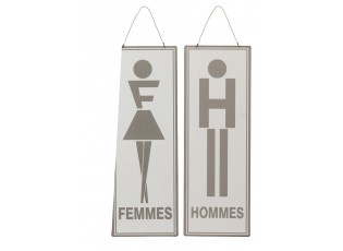 2ks závěsná kovová cedule Men Women, Femmes Hommes - 16*46 cm