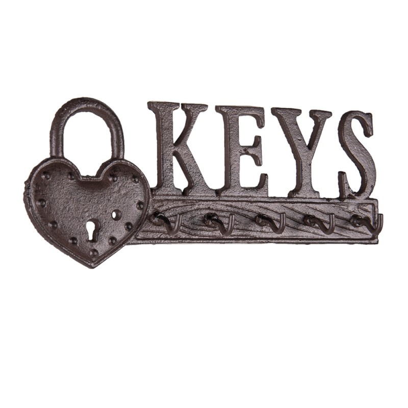 Hnědo černý litinový háček na klíče Keys - 26*3*10 cm Clayre & Eef Hnědo černý litinový háček na klíče Keys - 26*3*10 cm Clayre & Eef